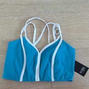 NWT Five the label On The Move Bra Blue and White Strappy Dance Top size M